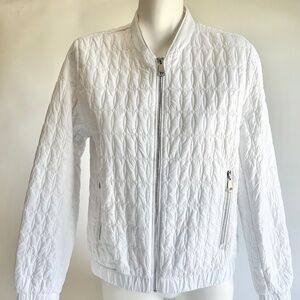 New DKNY White Nylon Quilted Packable Jacket size S